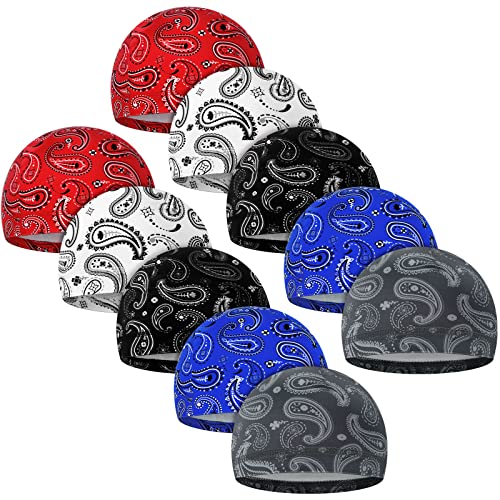 Tarpop 10 Pcs Men Skull Caps Cooling Welding Hard Helmet Liner Cycling Skull Caps Wicking Beanie Do Rag Head Wrap for Men(Assorted Style) - Image 1