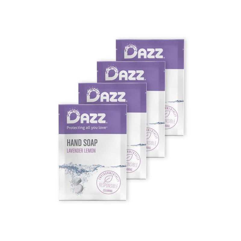 Dazz Foaming Hand Soap Refill Pack 4 Refill Tablet Packets Hand Soap Refill Naturally Safe  Non Toxic Rich Lather Hand Wash Lavender Lemon Scent Foaming Pump Dispenser Required