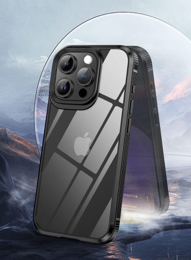 IPAKY iPhone 15 Pro Case, Transparent PC Hard Back Panel + Black TPU Soft Frame Case Cover, Anti-Drop Explosion-Proof Non-Stick Fingerprint Protective Case for Apple iPhone 15 Pro - Image 4