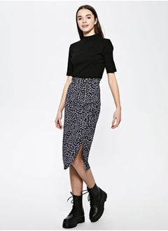 Elastic Waist Floral Patterned Maroken Women's Pencil Skirt