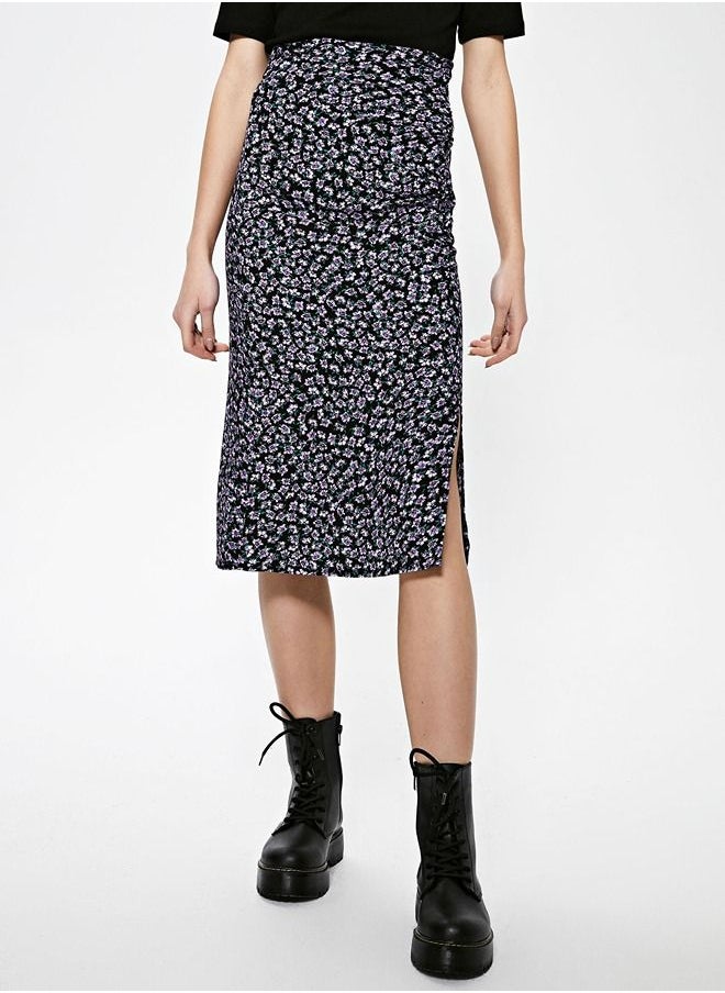 LC WAIKIKI - Elastic Waist Floral Patterned Maroken Women's Pencil Skirt - Image 1
