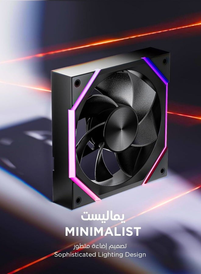 Chase Up Nyota ARGB PC Case Fan 120MM [3 Packs] [Reverse] [HDB] 2000RPM/ 61.5CFM/ 50,000 Hours Working Life Nyota-A12-Black-3PACK-R - Image 2