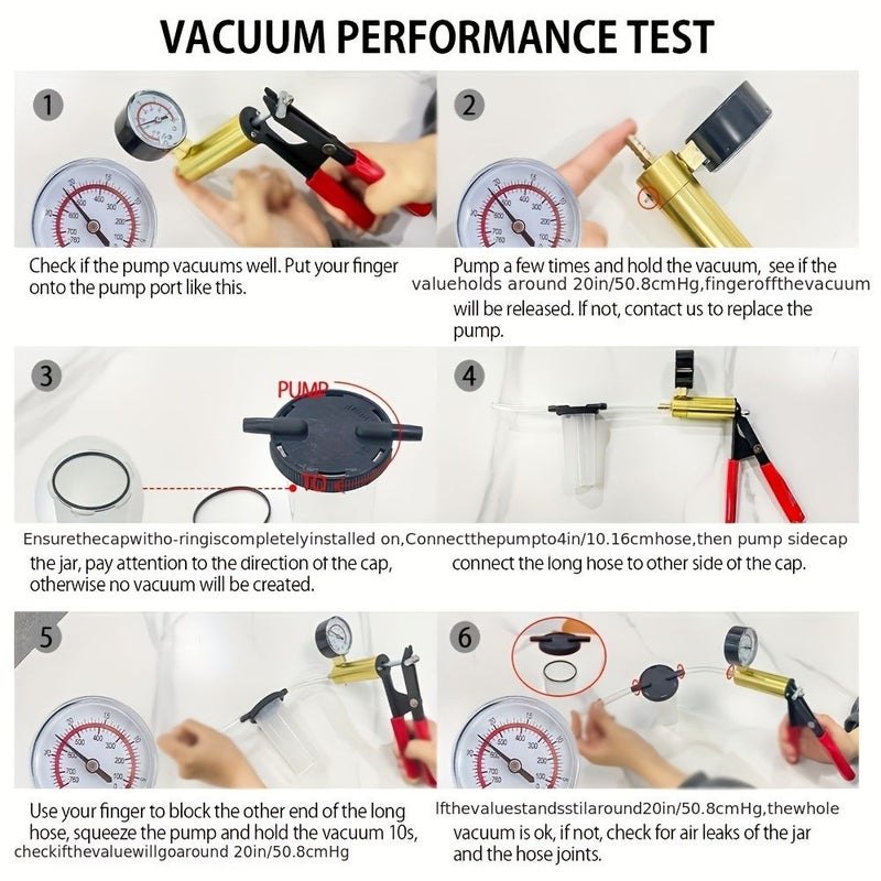 19pcs 2 In 1 Brake Bleeder Kit Red Handheld Vacuum Pump Test Set For Automotive With Protected Case Adapters One Man Brake And Clutch Bleeding System - Image 4