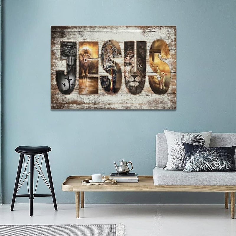 citari Amazing Jesus Pictures Canvas Poster Jesus Lion and Lamb Canvas Print God Bible Christian Religious Canvas Wall Art Decor Painting Christ Faith Prints Artwork Home Decor Framed for Bedroom Living Room - Image 4