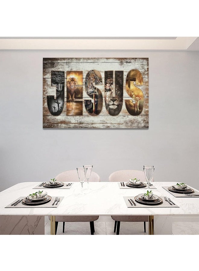 citari Amazing Jesus Pictures Canvas Poster Jesus Lion and Lamb Canvas Print God Bible Christian Religious Canvas Wall Art Decor Painting Christ Faith Prints Artwork Home Decor Framed for Bedroom Living Room - Image 3