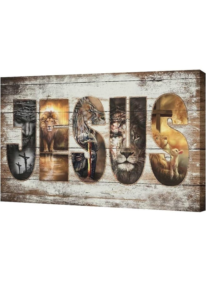 citari Amazing Jesus Pictures Canvas Poster Jesus Lion and Lamb Canvas Print God Bible Christian Religious Canvas Wall Art Decor Painting Christ Faith Prints Artwork Home Decor Framed for Bedroom Living Room - Image 2