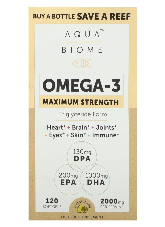 ENZYMEDICA Maximum Strength Omega3 Lemon 2000 mg 120 Soft Gels (1000 mg per Softgel) 