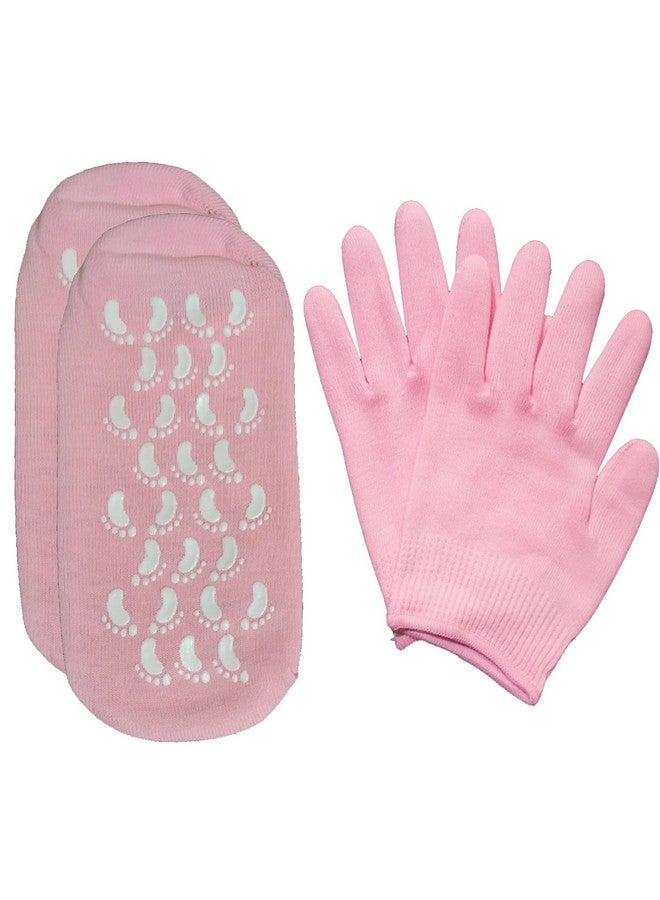 Maharsh Pink Soften Moisturizing Recovery Foot Hand Care Gel Socks and Gloves (Pink) - Image 1