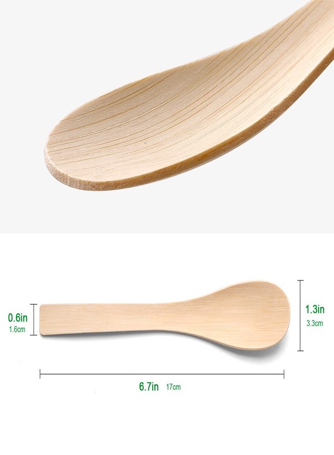 Banbu Bamboo Utensils Disposable -100PK Bamboo Soup Spoons 6.7" Disposable Compostable Spoons for Eating 100% Biodegradable Renewable Natural Travel Cutlery - Image 3