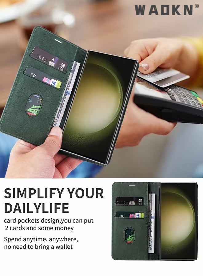 WAOKN For Samsung Galaxy S24 Ultra Case,Luxury Leather Wallet Cover, Leather Wallet Case Classic Design with Card Slot and Magnetic Flip Flip Folding Case for Galaxy S24 Ultra Phone Shell 6.8'' Case - Image 2