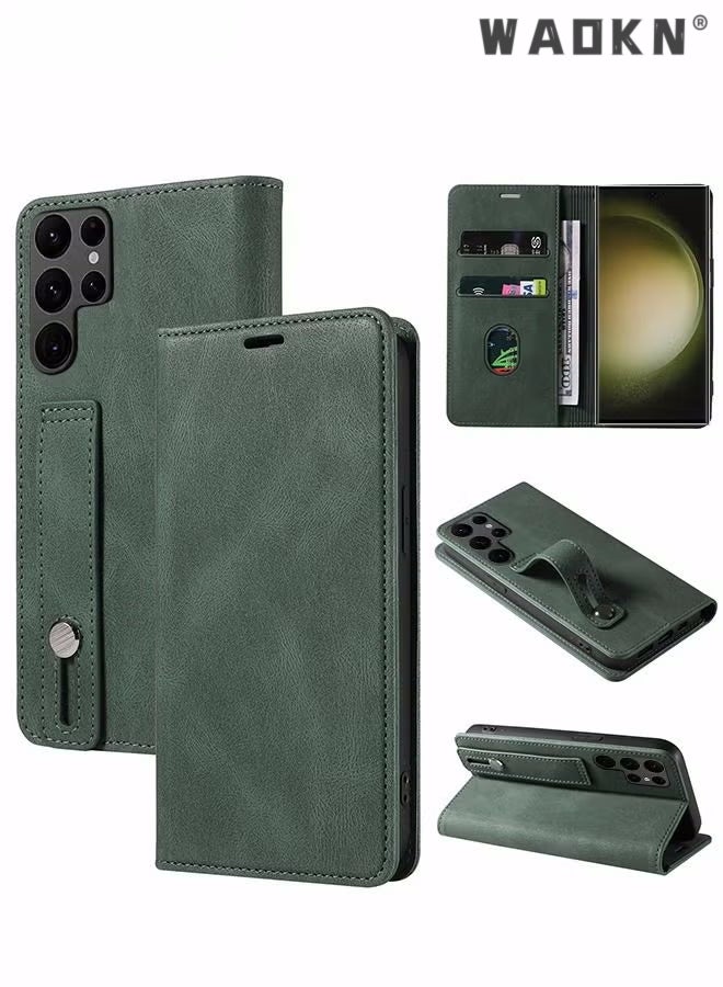 WAOKN For Samsung Galaxy S24 Ultra Case,Luxury Leather Wallet Cover, Leather Wallet Case Classic Design with Card Slot and Magnetic Flip Flip Folding Case for Galaxy S24 Ultra Phone Shell 6.8'' Case - Image 1