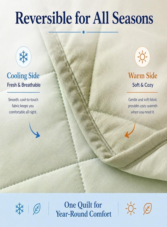 EVOLIVE Cooling Quilt, Diamond Quilted Elastane Lightweight Comforter, Reversible Breathable Soft All Season Bedspread with Elastane (Green, Full/Queen) - Image 4