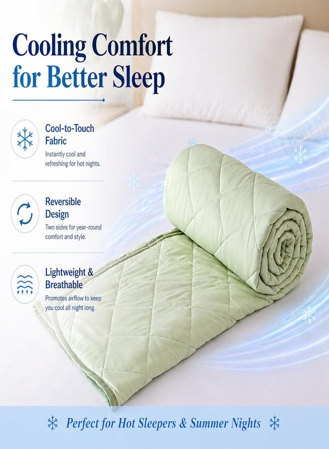 EVOLIVE Cooling Quilt, Diamond Quilted Elastane Lightweight Comforter, Reversible Breathable Soft All Season Bedspread with Elastane (Green, Full/Queen) - Image 2