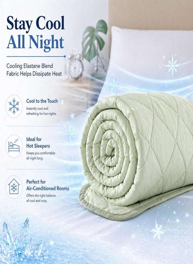 EVOLIVE Cooling Quilt, Diamond Quilted Elastane Lightweight Comforter, Reversible Breathable Soft All Season Bedspread with Elastane (Green, Full/Queen) - Image 3