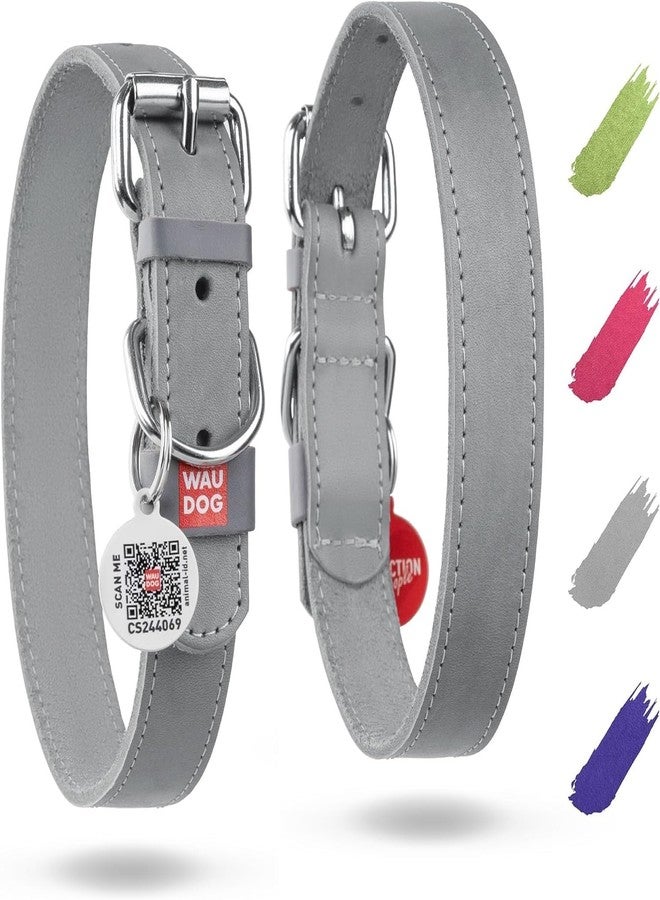 واو دوغ طوق كلاب WAUDOG جلدي متين للكلاب الكبيرة والمتوسطة والصغيرة - طوق جرو كلاسيكي قابل للتعديل للكلاب من السلالات الكبيرة - طوق كلاب للذكور والإناث مع مشبك متين وحلقة D وعلامة QR - Image 1