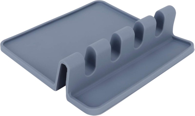 Silicone Spoon Rest Food Grade Silicone Soup Spoon Mat Heat Resistant Spoon Holder for Stove Top Multiâ€‘Function Spatula Tableware Rack for Kitchen Home(Gray)