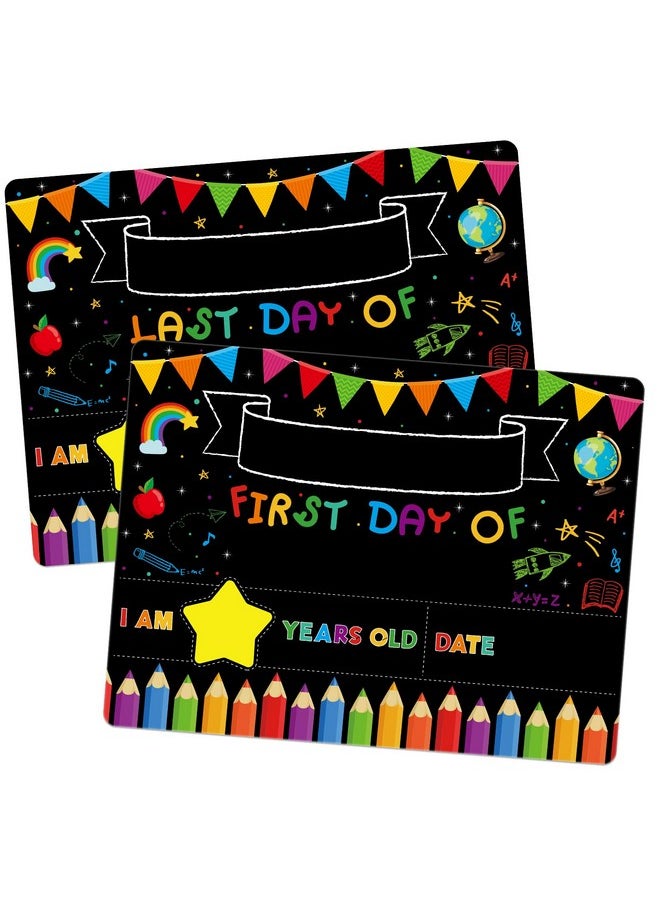 WaaHome - First And Last Day Of School Board 9''X12'' Double Sided Back To School Sign My 1St Day Of Kindergarten Preschool Chalkboard Sign For Kids Girls Boys Back To School Photo Prop Supplies - Image 1