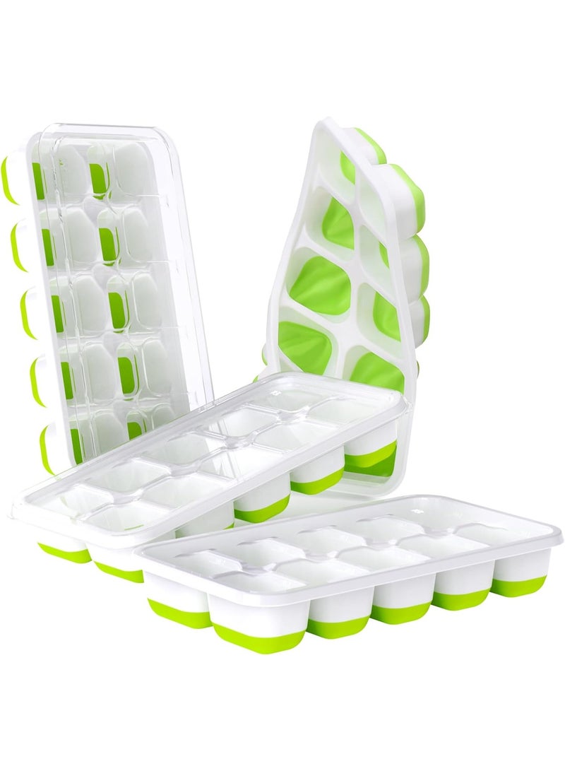 4 Pack Silicone Ice Cube Trays with Lids, Stackable BPA & LFGB Safe Ice Cube Molds, Easy Release Ice Trays for Freezer, Kitchen, Coffee, Cocktails, Soup & Baby Food - Image 1