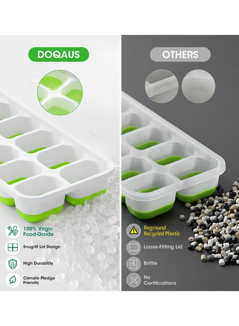 4 Pack Silicone Ice Cube Trays with Lids, Stackable BPA & LFGB Safe Ice Cube Molds, Easy Release Ice Trays for Freezer, Kitchen, Coffee, Cocktails, Soup & Baby Food - Image 2
