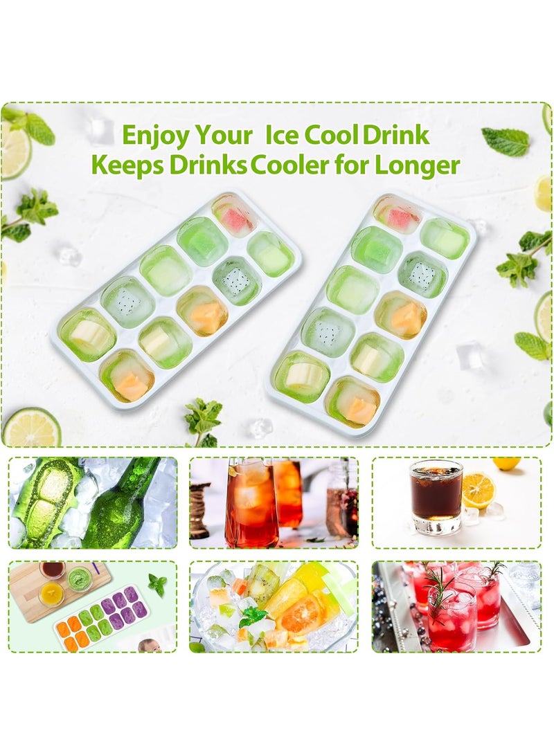 4 Pack Silicone Ice Cube Trays with Lids, Stackable BPA & LFGB Safe Ice Cube Molds, Easy Release Ice Trays for Freezer, Kitchen, Coffee, Cocktails, Soup & Baby Food - Image 4