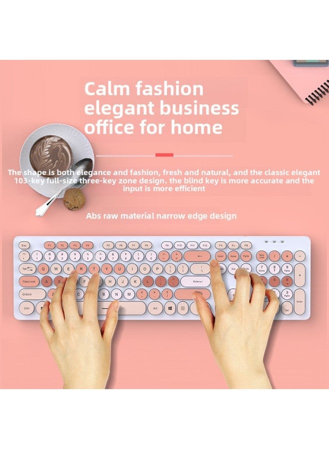 Film Suit Cute Typing Girls Keyboard Wired Mechanical Office Punk Computer Pink Mute Feel Mouse-Color:White-pink Keyboard [light Sound Of Keys √ Clear Characters And Wear-resistant] + Silent Mouse - No - Official Standard  - Image 4