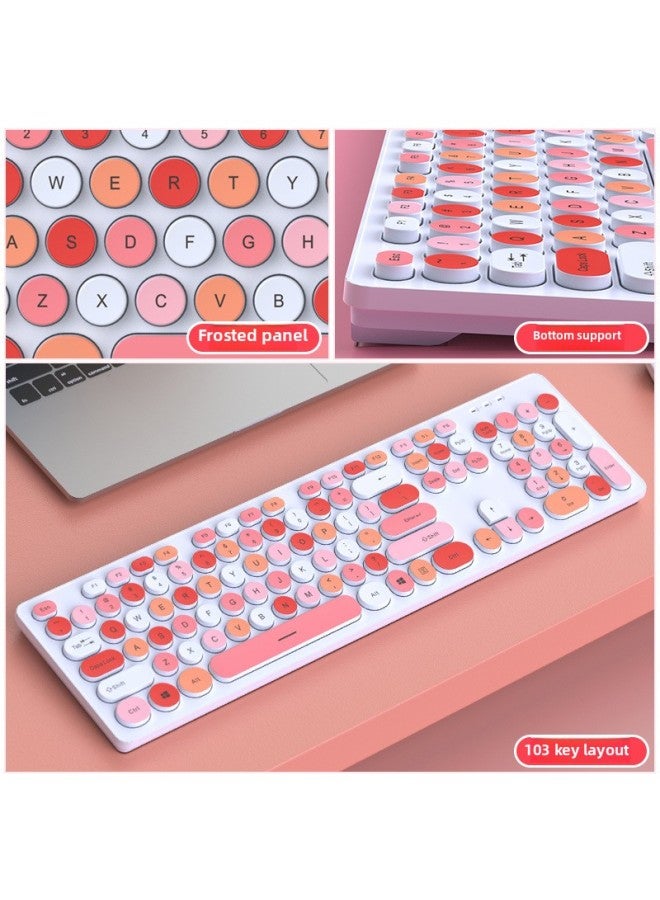 Film Suit Cute Typing Girls Keyboard Wired Mechanical Office Punk Computer Pink Mute Feel Mouse-Color:White-pink Keyboard [light Sound Of Keys √ Clear Characters And Wear-resistant] + Silent Mouse - No - Official Standard  - Image 3