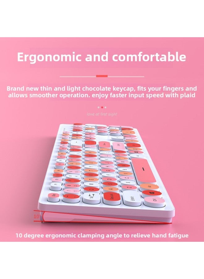 Film Suit Cute Typing Girls Keyboard Wired Mechanical Office Punk Computer Pink Mute Feel Mouse-Color:White-pink Keyboard [light Sound Of Keys √ Clear Characters And Wear-resistant] + Silent Mouse - No - Official Standard  - Image 5