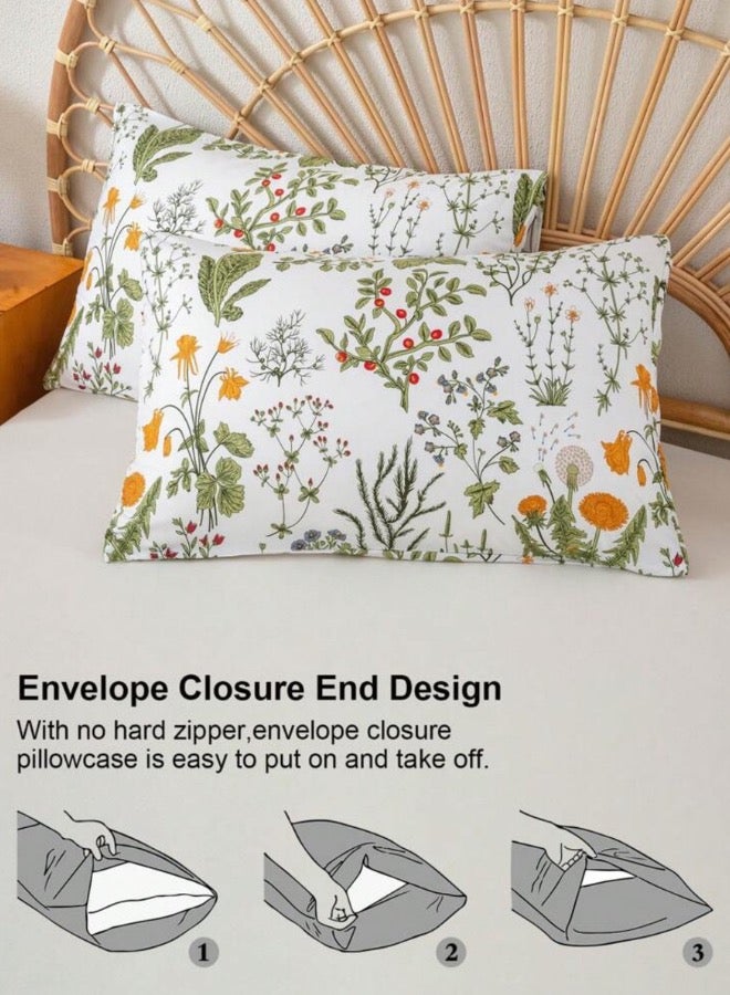 لونا هوم حجم الملكة 6 قطع مجموعة غطاء لحاف، نمط النبات مع تصميم الأزهار الصفراء. - Image 5