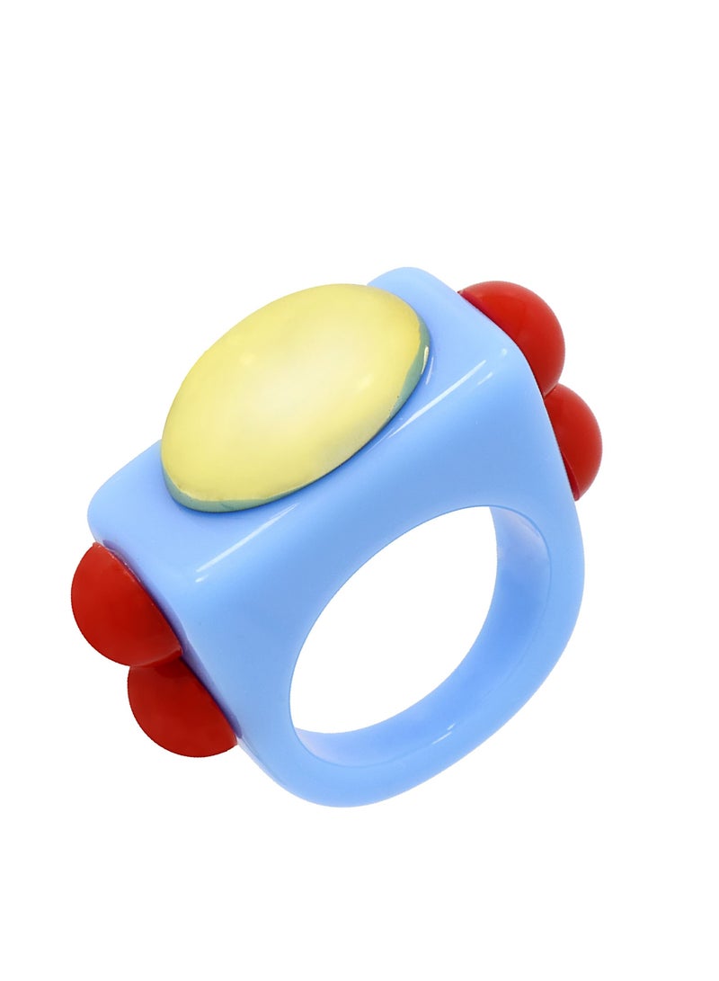 Fashionbox Elisa Ring Turquoise Ring With  Red/Metal Stones