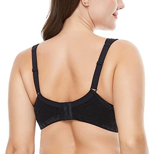 Wingslove Women's Full Coverage Non Padded Comfort Minimizer Wire-Free Bra Plus Size(Black,36DDD) - Image 5