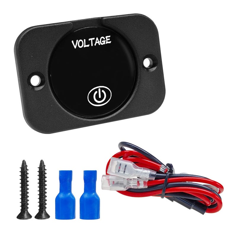 LHDOS 12V Car Voltage Gauge, Waterproof Voltmeter Panel Battery Voltage Meter, LED Digital Display Voltage Gauge with Touch Switch, DC 12V 24V Battery Monitor for Car Truck ATV UTV Boat Marine (1 Set) - Image 1