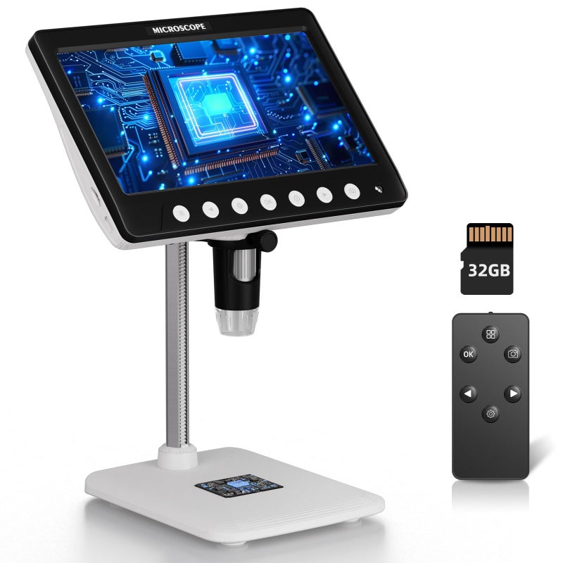 WINWEND Coin Microscope for Error, 7'' LCD Magnifying Glass with Light, 1200X & 1080P Soldering Microscope, 32GB Coin Magnifier with 8 Adjustable LED Lights, Cool Gadgets Microscopes for Coins, Jewelry - Image 1