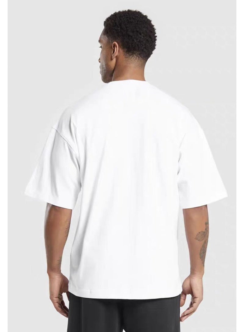 Gymshark Simple Loose Short Sleeve T-shirt - Weighing 300g -100% Cotton - High end Breathable Men's and Women's Fitness Sweat Absorbing Soft Short Sleeve T-shirt - Image 2