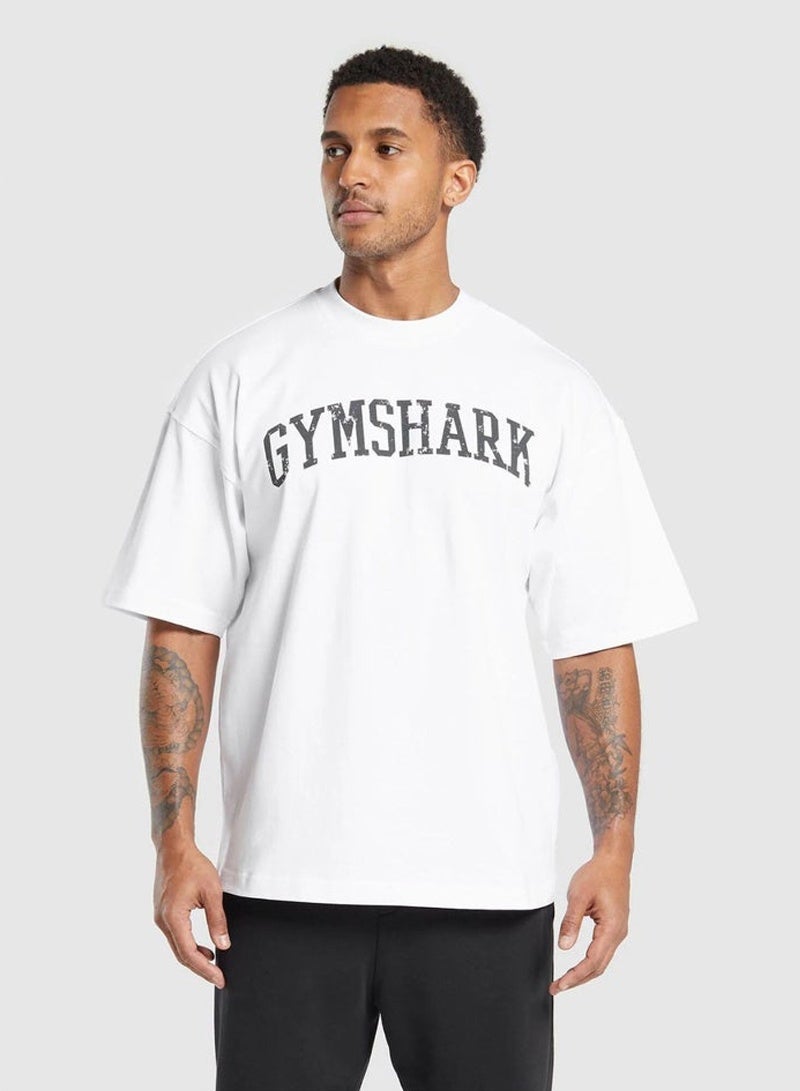 Gymshark Simple Loose Short Sleeve T-shirt - Weighing 300g -100% Cotton - High end Breathable Men's and Women's Fitness Sweat Absorbing Soft Short Sleeve T-shirt - Image 1