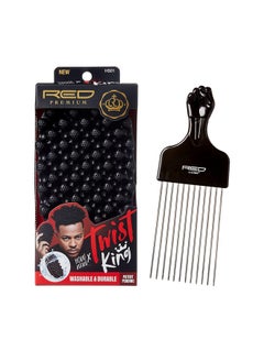 فرشاة تصفيف الشعر تويست كينج من RED by Kiss Bow Wow X Twist King - فاخرة فاخرة مع مشط تصفيف كبير، مضرب إسفنجي متين وقابل للغسل لتجعيد الشعر الأفريقي للحلاقين والاستخدام اليومي، مثالية للشعر المجعد والملفوف و4C