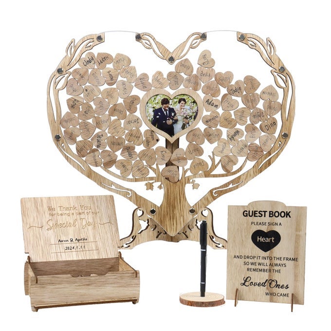 HEART WEDDING GUEST BOOK ALTERNATIVE RUSTIC WOODEN WEDDING SOUVENIRS WITH HEART PICTURE FRAME HEART GUEST BOOK DROP BOX PERSONALIZED DECOR PARTY BIRTHDAY