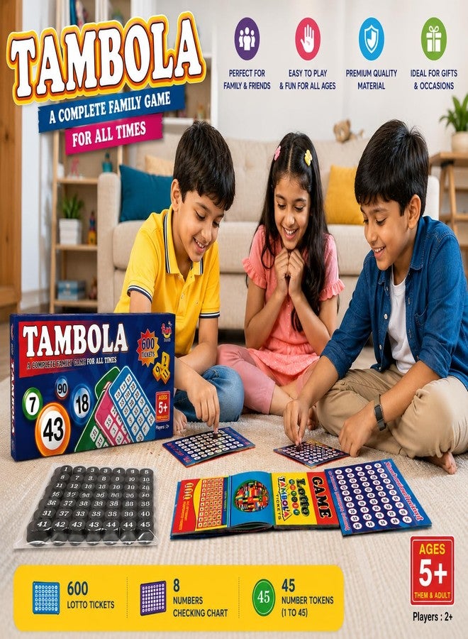 Premium Tambola Game Set with 600 Tickets for Family & Group Fun | Housie Bingo Board Game Kit for Kids & Adults Numbers Calling Board, Reusable Number Tokens & Lottery Tickets - Image 5