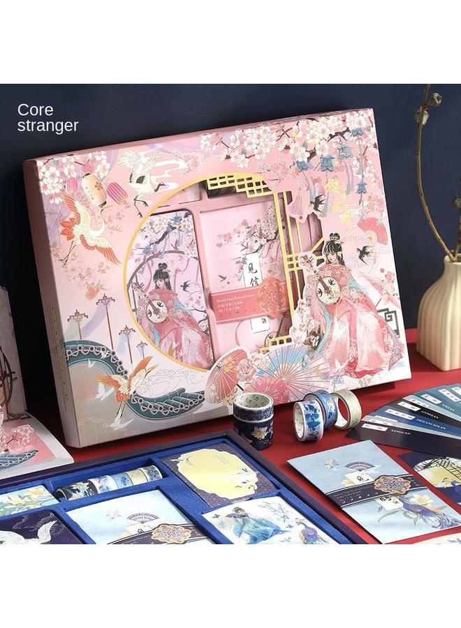 Bluejw Hand Ledger Suit Hand Ledger Gift Box A Set Of Antique Hand Ledger Material Gift Bag Girl Notebook Full Set - Image 2