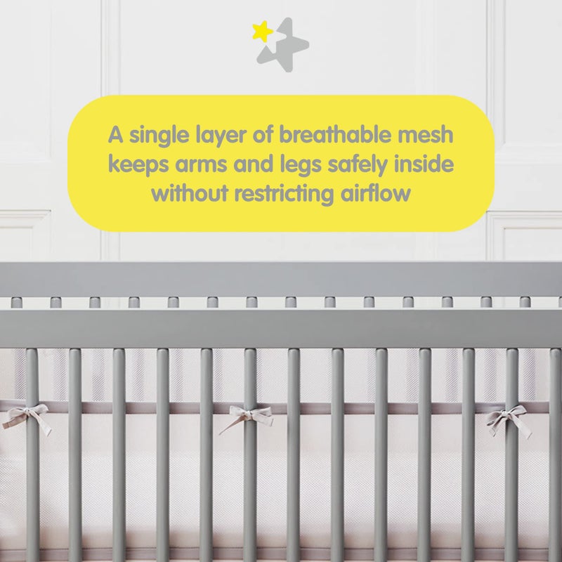 BreathableBaby Breathable Mesh Cot Liner — Classic Collection — Grey — Fits Solid End Cots — Anti-Bumper - Image 2