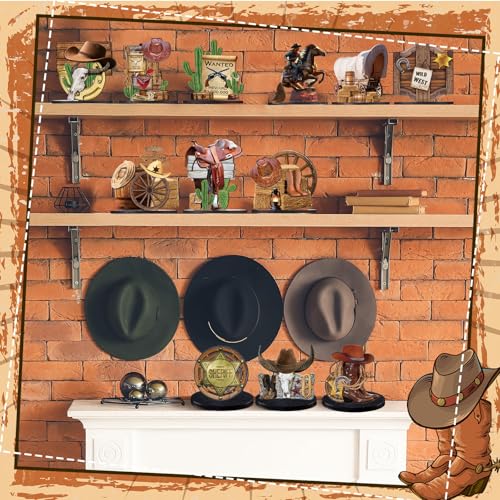 Colingmill 12 Pcs Western Centerpieces Wild West Party Decorations 3.94 Inches Christmas Western Wooden Centerpieces for Tables for Party Decorations Birthday Baby Shower(Brown,Cowboy) - Image 5