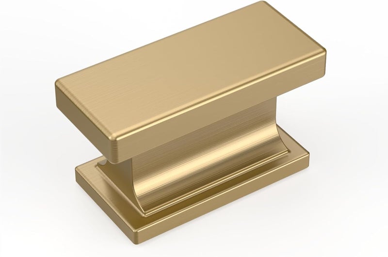 Amerdeco 10 Pack Champagne Bronze Cabinet Knobs 1.46 Inch(37mm) Solid Gold Kitchen Cabinet knobs Rectangle Brushed Brass Drawer Knob for Bathroom Cabinets ZH00013 - Image 1