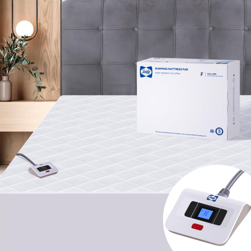 Sealy Heated Mattress Pad Full Size 54x75 Inch  Luxury Quilted Waterproof Electric Mattress Cover with 10 Heat Setting Controller  112 Hours Auto Shut Off  Fit Up to 15 Deep Pocket