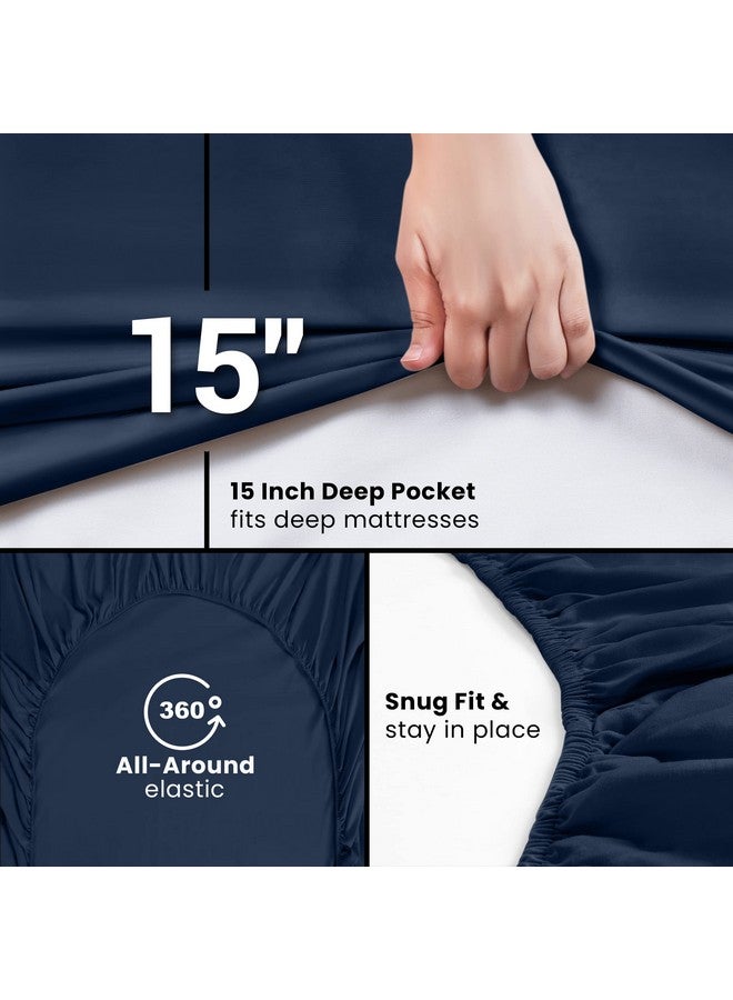 Utopia Bedding Twin Fitted Sheets - Bulk Pack of 6 Bottom Sheets - Soft Brushed Microfiber - Deep Pockets - Shrinkage & Fade Resistant - Easy Care (Navy) - Image 3