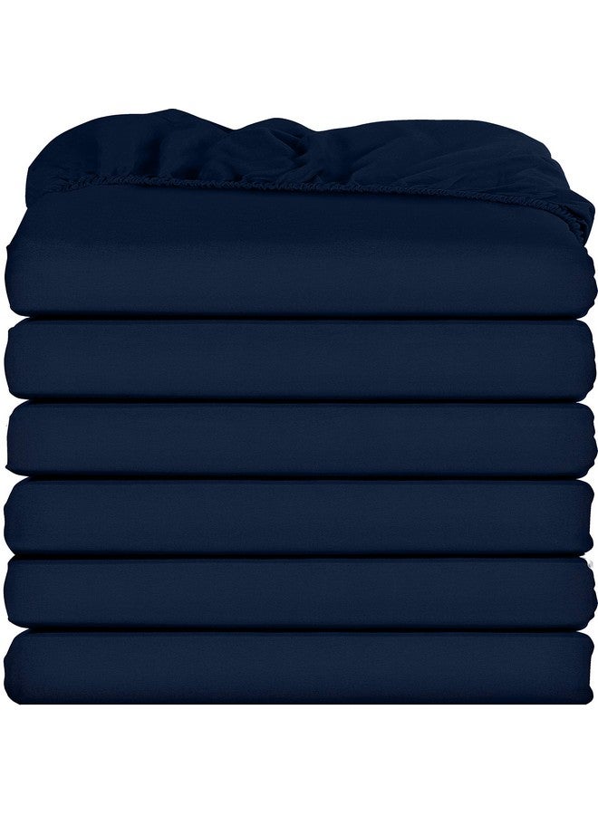 Utopia Bedding Twin Fitted Sheets - Bulk Pack of 6 Bottom Sheets - Soft Brushed Microfiber - Deep Pockets - Shrinkage & Fade Resistant - Easy Care (Navy) - Image 1