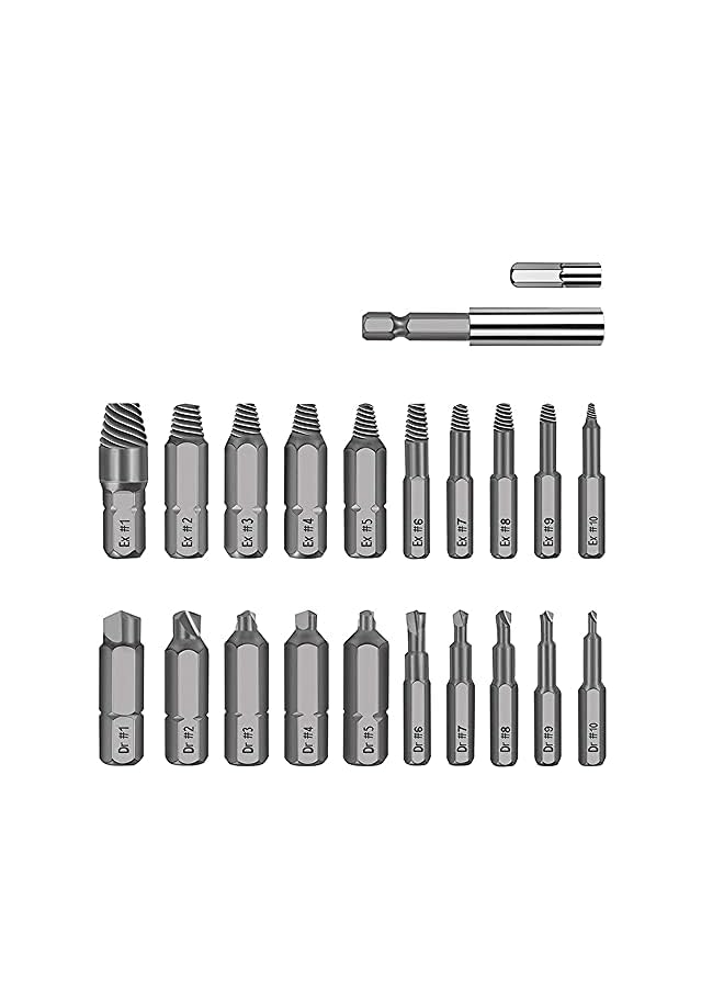 IAF Screw Extractor, ELECDON Damaged Screw Extractor Set 22Pcs with Drills and Extractor HSS Broken Bolt Screw Remover Tool with Magnetic Extension Bit Holder Socket Adapter for Broken Screw - Image 2
