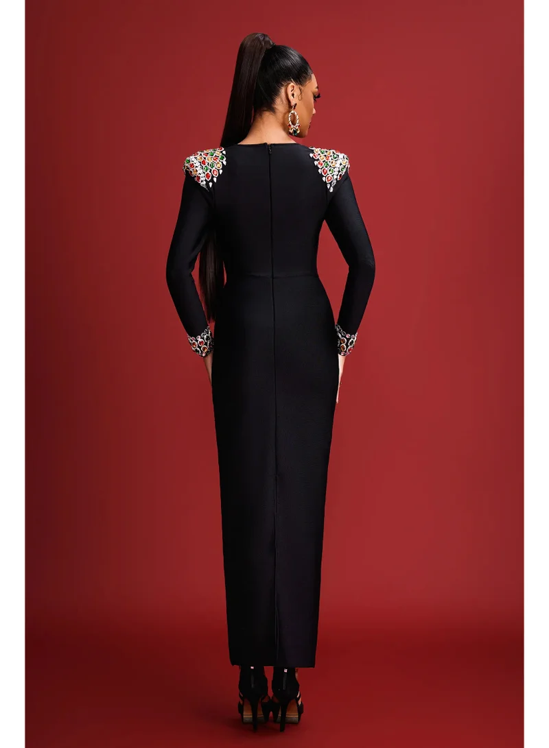 Bella Barnett  Niaca Rhinestones Bandage Midi Dress for Women | Best Price UAE