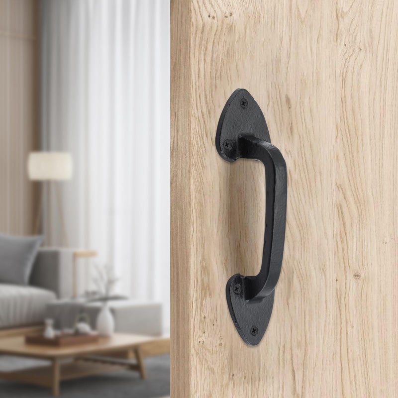 ويل ميد مقابض أبواب حظيرة متينة الصنع، مقبض بوابة أسود، مقبض سحب باب معدني ريفي بطول 7.5 بوصة لبوابة حديقة خشبية أو خزانة سقيفة - Image 3