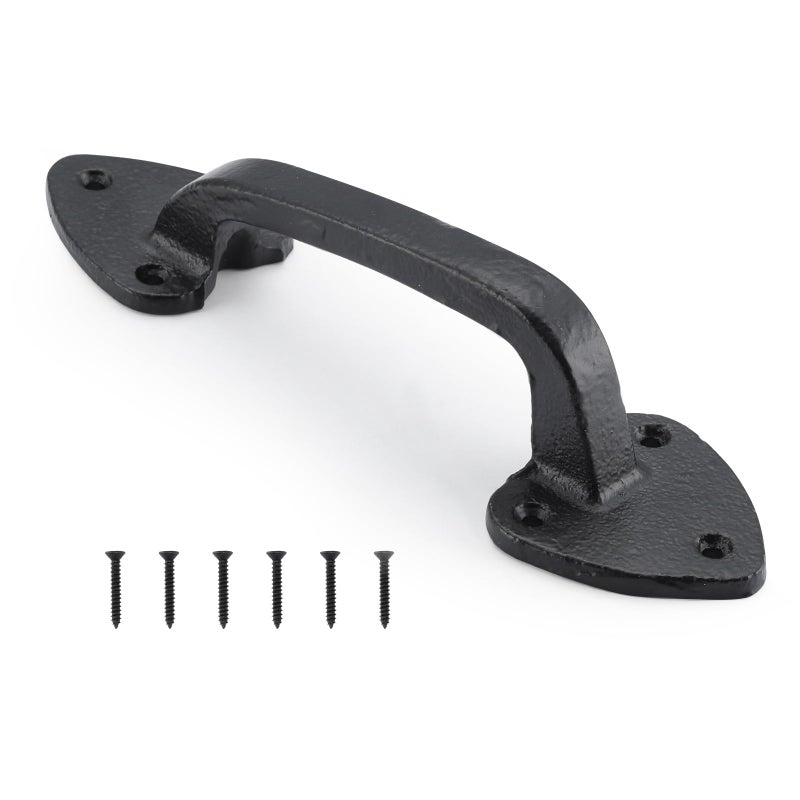 ويل ميد مقابض أبواب حظيرة متينة الصنع، مقبض بوابة أسود، مقبض سحب باب معدني ريفي بطول 7.5 بوصة لبوابة حديقة خشبية أو خزانة سقيفة - Image 1