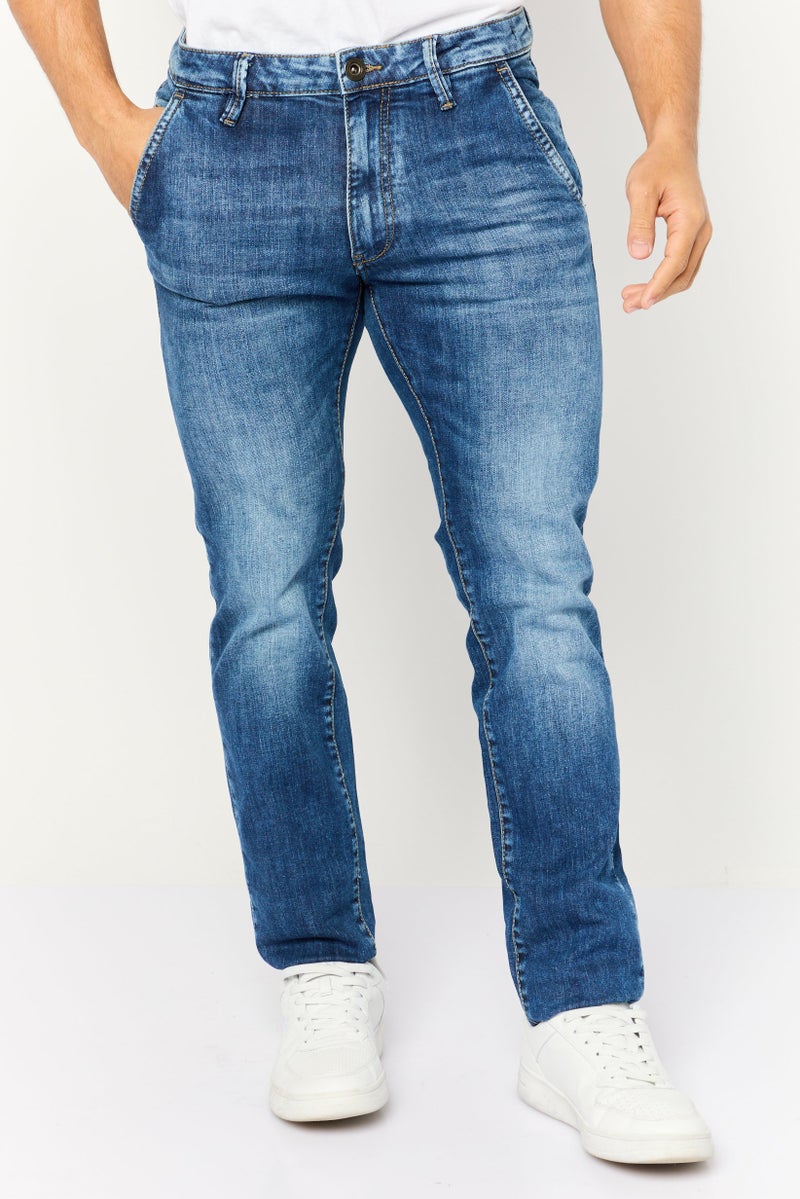 GAS جينز ألبرت للرجال بقصة ضيقة ومغسول وقابل للتمدد، أزرق - Image 1