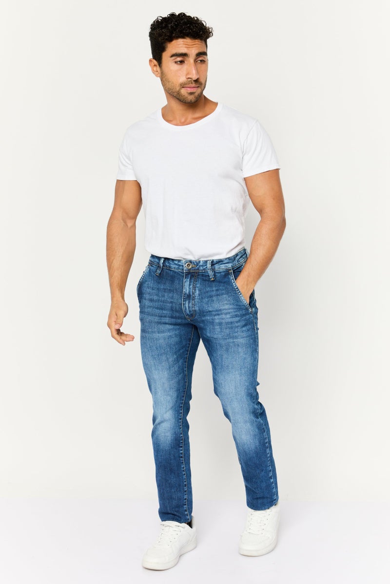 GAS جينز ألبرت للرجال بقصة ضيقة ومغسول وقابل للتمدد، أزرق - Image 2